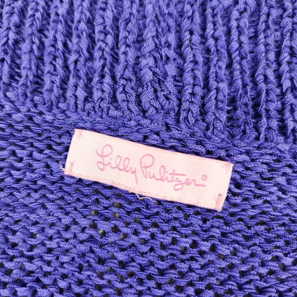 Lilly Pulitzer Womens Purple Open Front Cardigan Style Open Knit Shawl Collar - Picture 2 of 5